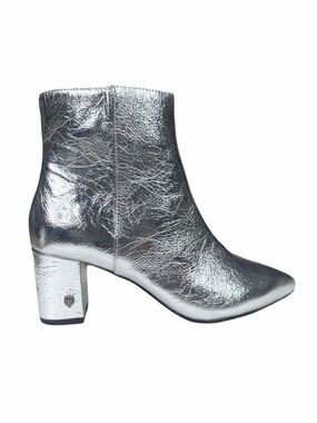 Kurt Geiger London Burlington Metallic Leather Block Heel Ankle Boots Size 5.5